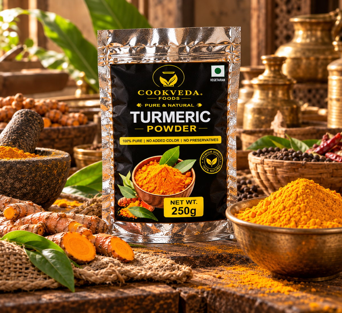 CookVeda Foods Premium Haldi Powder (Turmeric Powder)